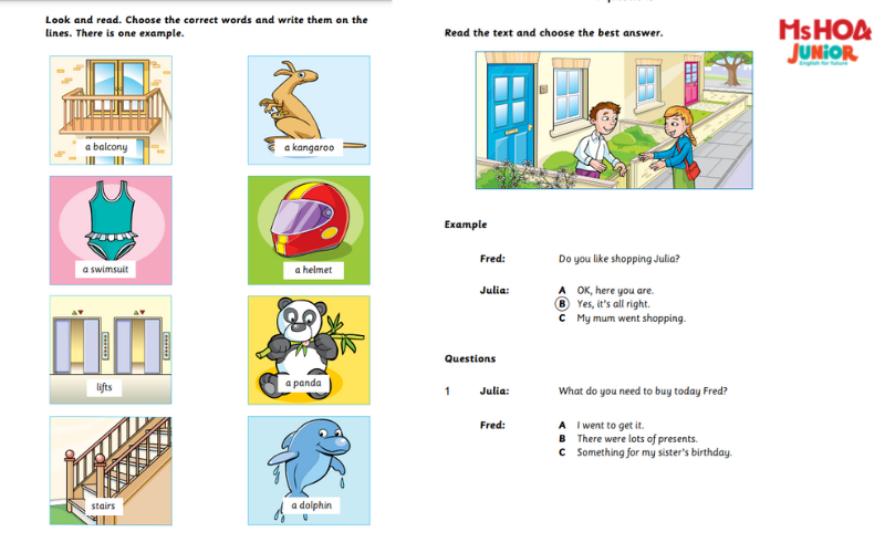 Cấu tr&uacute;c b&agrave;i thi Reading and Writing&nbsp;(đọc v&agrave; viết) của kỳ thi chứng chỉ Cambridge Movers