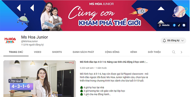 K&ecirc;nh youtube Ms Hoa Junior học tiếng Anh online miễn ph&iacute; cho trẻ em