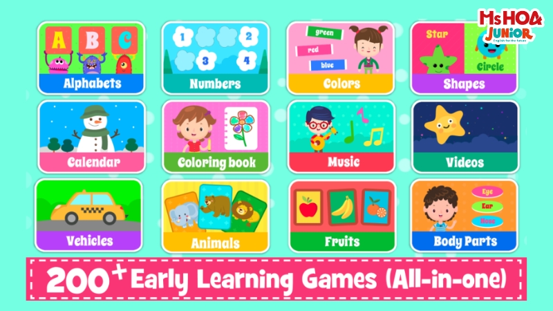 Kids Preschool Learning Game - tr&ograve; chơi t&iacute;ch hợp dạy tiếng Anh cho trẻ từ 2 đến 4 tuổi.