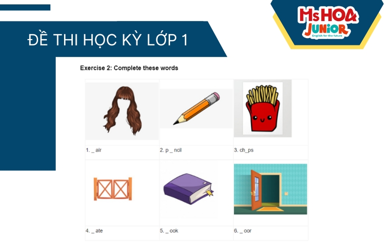 Đề thi học kỳ tiếng Anh cho trẻ em lớp 1