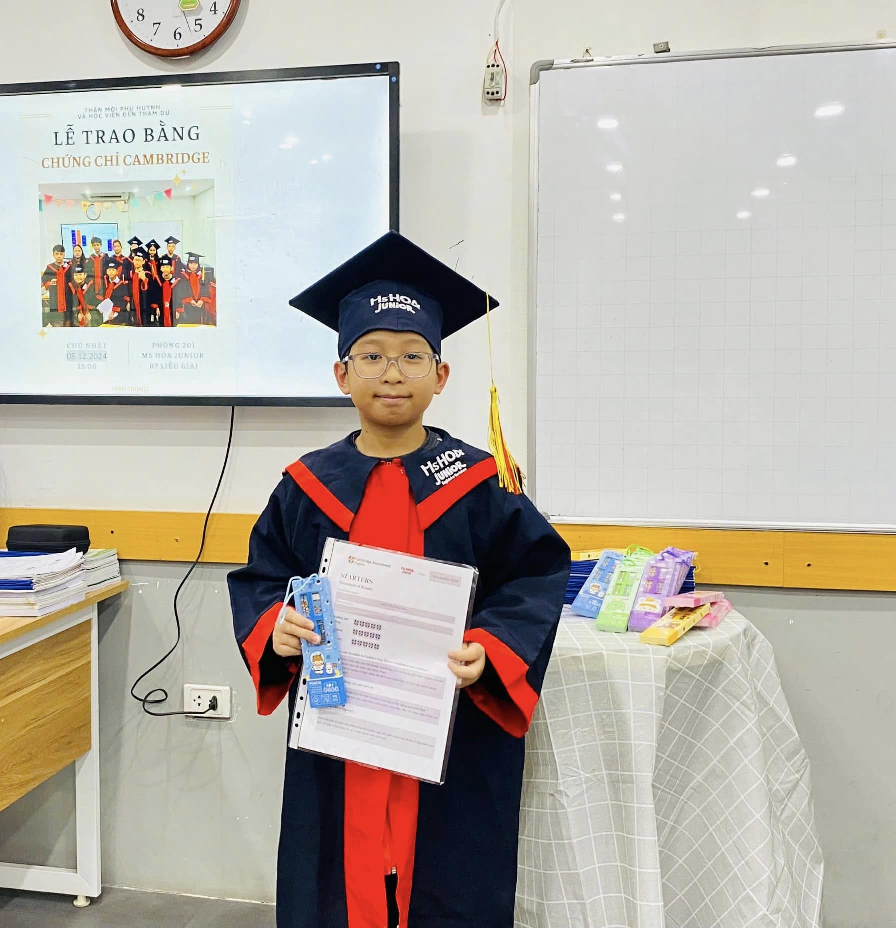 C&ocirc;ng bố kết quả thi thử Cambridge tại cơ sở Ms Hoa Junior Liễu Giai