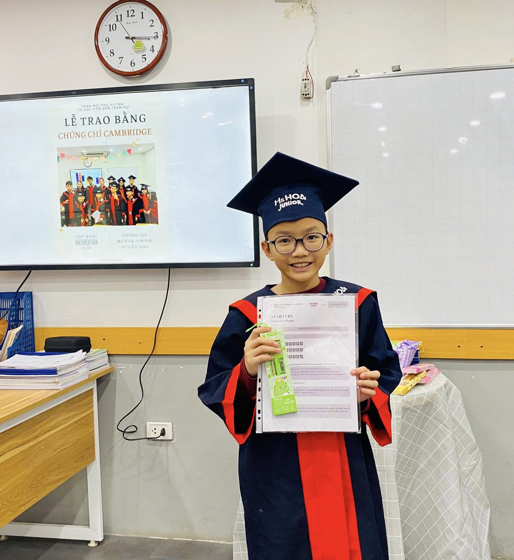 C&ocirc;ng bố kết quả thi thử Cambridge tại cơ sở Ms Hoa Junior Liễu Giai